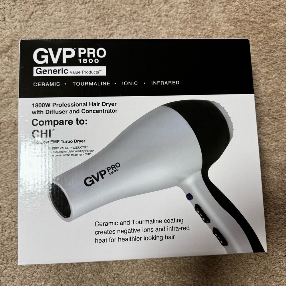 GVP Pro 1800 Silver & Black Professional Hair Dryer